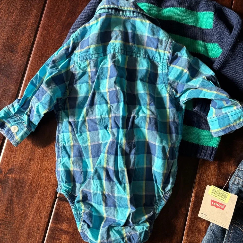 Adorable baby boy set! Jeans, polo onesie and sweater - Picture 9 of 9